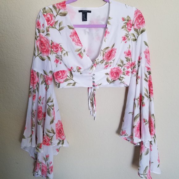 Forever 21 Tops - Rose Printed Flowy Blouse